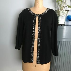 Emma James Black Cardigan with Bead Details, Plus